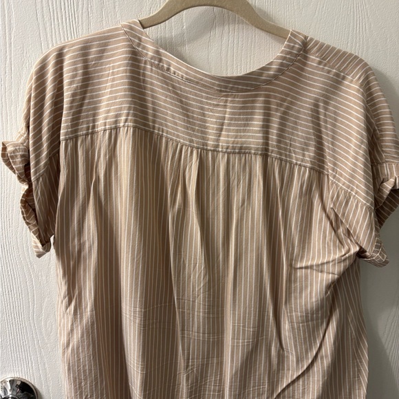 J. Jill Beige and White Striped Button-Front Blouse - Picture 3 of 3